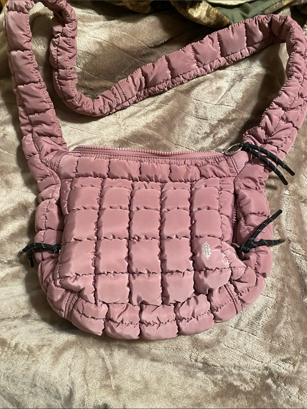Free People Quilted Dusty Rose Crossbody Bag